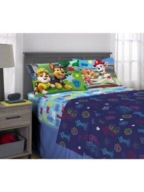 Paw Patrol Full Sheet Set 4 Piece Kids Bedding Microfiber Nickelodeon New